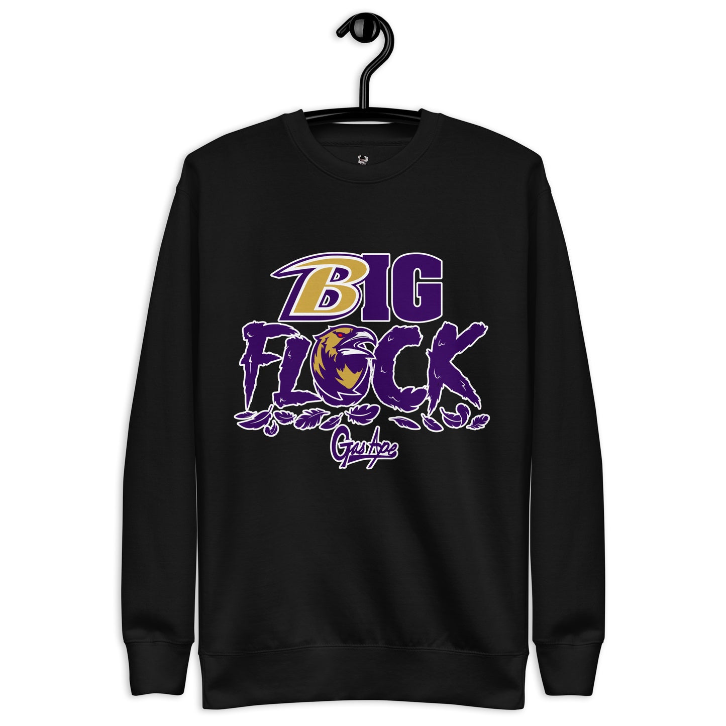 Black and purple GasApe Big Flock Sweatshirt